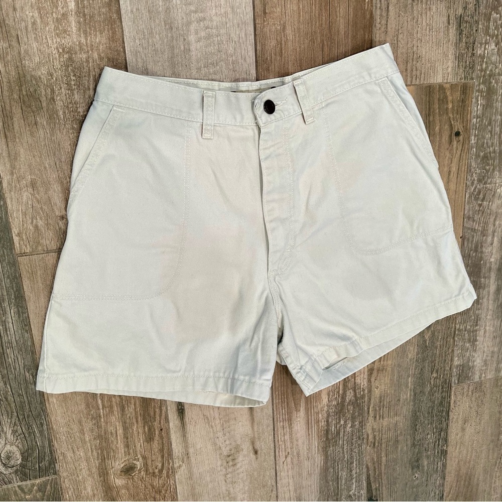 vtg 90 Wrangler High Waist Shorts Size 10 Khaki Beige Mom Wide Leg 100% Cotton